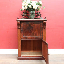 Load image into Gallery viewer, Antique Mahogany Hall Cabinet Flame Doors Gallery Back c1880