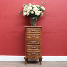 Load image into Gallery viewer, x SOLD French Oak Five Drawer Chest Cabriole Legs Brass Handles Vintage. B12807