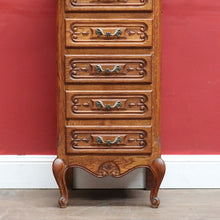 Load image into Gallery viewer, x SOLD French Oak Five Drawer Chest Cabriole Legs Brass Handles Vintage. B12807