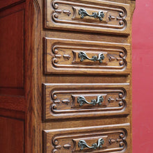 Load image into Gallery viewer, x SOLD French Oak Five Drawer Chest Cabriole Legs Brass Handles Vintage. B12807