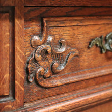 Load image into Gallery viewer, x SOLD Pair of Antique French Oak and Marble Top Bedside Cabinets or Lamp Tables. B12090