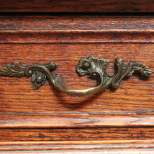 Load image into Gallery viewer, x SOLD Pair of Antique French Oak and Marble Top Bedside Cabinets or Lamp Tables. B12090