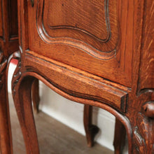Load image into Gallery viewer, x SOLD Pair of Antique French Oak and Marble Top Bedside Cabinets or Lamp Tables. B12090