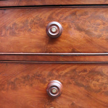 Load image into Gallery viewer, Antique English Mahogany Chest Flame Drawers Mother of Pearl. B12992