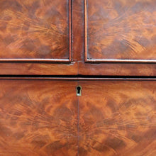 Load image into Gallery viewer, Antique English Mahogany Chest Flame Drawers Mother of Pearl. B12992