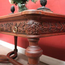 Load image into Gallery viewer, x SOLD Antique French Oak Stretcher base two Drawer Office Desk, Writing Desk, hall Table. B12108