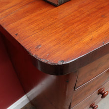 Load image into Gallery viewer, Antique English Mahogany Chest Flame Drawers Mother of Pearl. B12992