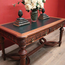 Load image into Gallery viewer, x SOLD Antique French Oak Stretcher base two Drawer Office Desk, Writing Desk, hall Table. B12108