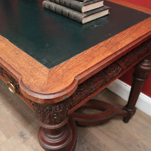 Load image into Gallery viewer, x SOLD Antique French Oak Stretcher base two Drawer Office Desk, Writing Desk, hall Table. B12108