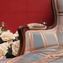 Load image into Gallery viewer, Antique English Mahogany Armchair – Blue Teal Silk, Down Cushion. B12568
