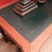 Load image into Gallery viewer, x SOLD Antique French Oak Stretcher base two Drawer Office Desk, Writing Desk, hall Table. B12108