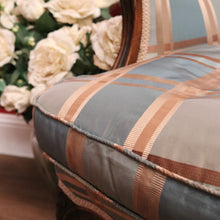 Load image into Gallery viewer, Antique English Mahogany Armchair – Blue Teal Silk, Down Cushion. B12568