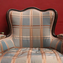 Load image into Gallery viewer, Antique English Mahogany Armchair – Blue Teal Silk, Down Cushion. B12568