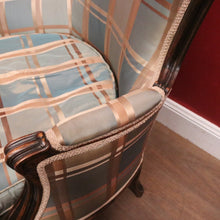Load image into Gallery viewer, Antique English Mahogany Armchair – Blue Teal Silk, Down Cushion. B12568