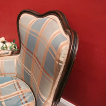 Load image into Gallery viewer, Antique English Mahogany Armchair – Blue Teal Silk, Down Cushion. B12568