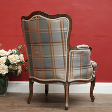 Load image into Gallery viewer, Antique English Mahogany Armchair – Blue Teal Silk, Down Cushion. B12568