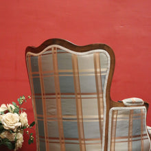 Load image into Gallery viewer, Antique English Mahogany Armchair – Blue Teal Silk, Down Cushion. B12568