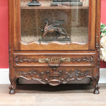 Load image into Gallery viewer, x SOLD Antique French Walnut China Cabinet Bookcase Carved Glass Sides. B12968