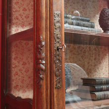 Load image into Gallery viewer, x SOLD Antique French Walnut China Cabinet Bookcase Carved Glass Sides. B12968