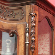 Load image into Gallery viewer, x SOLD Antique French Walnut China Cabinet Bookcase Carved Glass Sides. B12968