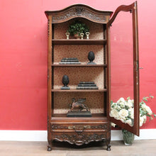 Load image into Gallery viewer, x SOLD Antique French Walnut China Cabinet Bookcase Carved Glass Sides. B12968
