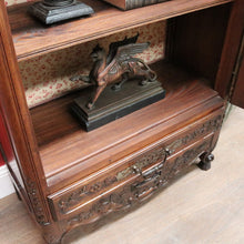 Load image into Gallery viewer, x SOLD Antique French Walnut China Cabinet Bookcase Carved Glass Sides. B12968