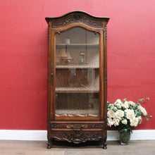 Load image into Gallery viewer, x SOLD Antique French Walnut China Cabinet Bookcase Carved Glass Sides. B12968