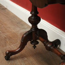 Load image into Gallery viewer, x SOLD Antique English Burr Walnut Sewing Table – Drawer, Work Bag, Key Included. B12574