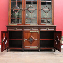 Load image into Gallery viewer, Antique English Walnut Six Door Bookcase Display Cabinet Astragal Doors. B12972
