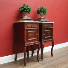 Load image into Gallery viewer, x SOLD A Pair of Antique French Oak and Marble Bedside Cabinets or Bedside Tables. B12091