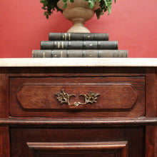 Load image into Gallery viewer, x SOLD A Pair of Antique French Oak and Marble Bedside Cabinets or Bedside Tables. B12091