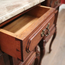 Load image into Gallery viewer, x SOLD A Pair of Antique French Oak and Marble Bedside Cabinets or Bedside Tables. B12091