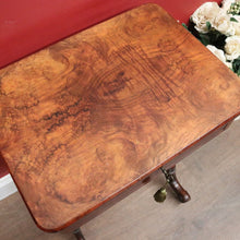 Load image into Gallery viewer, x SOLD Antique English Burr Walnut Sewing Table – Drawer, Work Bag, Key Included. B12574