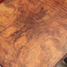 Load image into Gallery viewer, x SOLD Antique English Burr Walnut Sewing Table – Drawer, Work Bag, Key Included. B12574