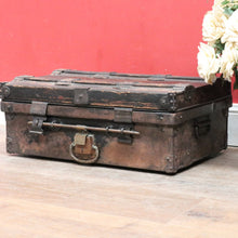 Load image into Gallery viewer, Antique Metal Steamer Trunk Jones Bros Wolverhampton Bound Chest. B12969