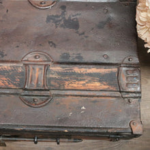 Load image into Gallery viewer, Antique Metal Steamer Trunk Jones Bros Wolverhampton Bound Chest. B12969