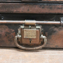 Load image into Gallery viewer, Antique Metal Steamer Trunk Jones Bros Wolverhampton Bound Chest. B12969