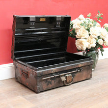 Load image into Gallery viewer, Antique Metal Steamer Trunk Jones Bros Wolverhampton Bound Chest. B12969