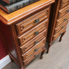 Load image into Gallery viewer, Pair Vintage French Oak Bedside Cabinets Five Drawer Cabriole Legs. B12810