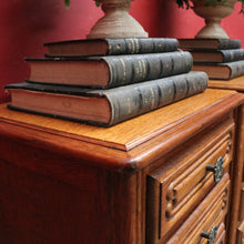 Load image into Gallery viewer, Pair Vintage French Oak Bedside Cabinets Five Drawer Cabriole Legs. B12810