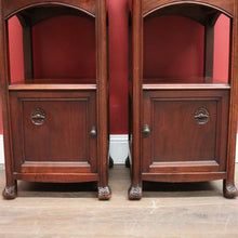 Load image into Gallery viewer, x SOLD A Pair of Antique French Art Nouveau Bedside Cabinets or Lamp Tables with Marble Tops, B12097