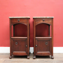 Load image into Gallery viewer, x SOLD A Pair of Antique French Art Nouveau Bedside Cabinets or Lamp Tables with Marble Tops, B12097