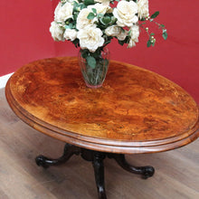 Load image into Gallery viewer, Antique Burr Walnut Centre Table Birdcage Base Marquetry Top. B12979