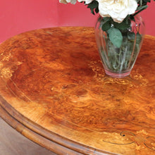 Load image into Gallery viewer, Antique Burr Walnut Centre Table Birdcage Base Marquetry Top. B12979