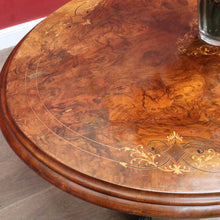 Load image into Gallery viewer, Antique Burr Walnut Centre Table Birdcage Base Marquetry Top. B12979