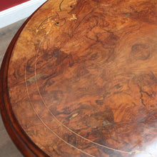 Load image into Gallery viewer, Antique Burr Walnut Centre Table Birdcage Base Marquetry Top. B12979