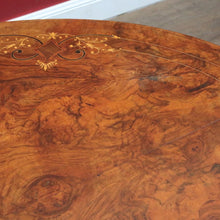 Load image into Gallery viewer, Antique Burr Walnut Centre Table Birdcage Base Marquetry Top. B12979