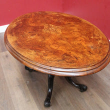 Load image into Gallery viewer, Antique Burr Walnut Centre Table Birdcage Base Marquetry Top. B12979