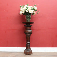 Load image into Gallery viewer, SOLD Vintage Mahogany Plant or Statue Stand Pedestal Carved Leaf Detail. B12986