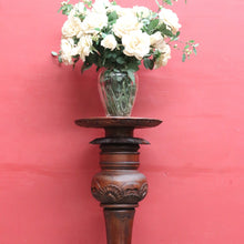 Load image into Gallery viewer, SOLD Vintage Mahogany Plant or Statue Stand Pedestal Carved Leaf Detail. B12986